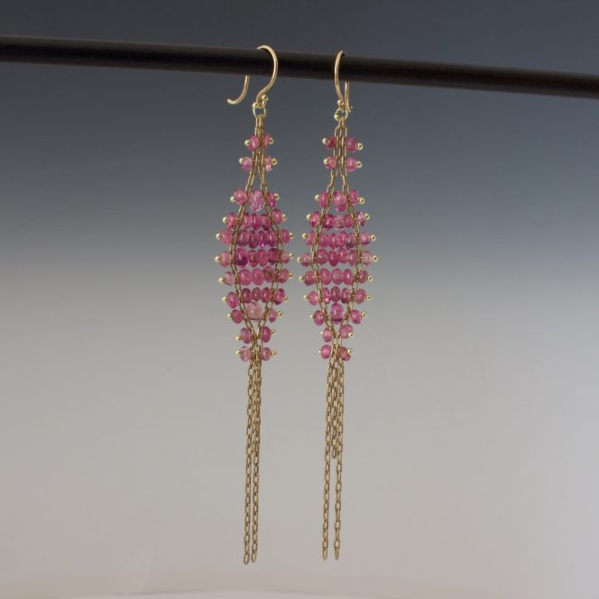 beaded gold earrings